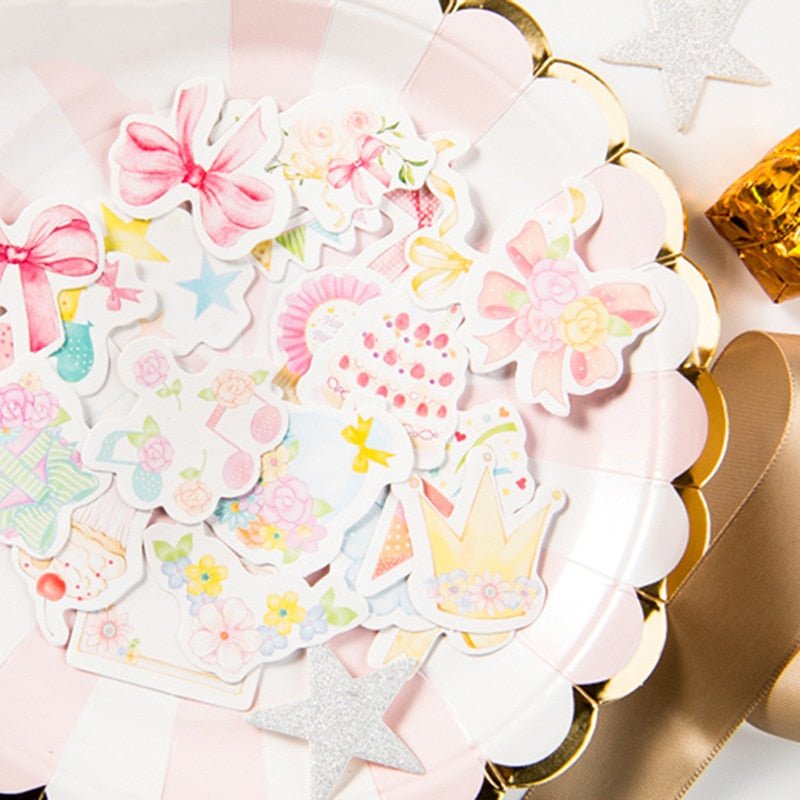 46Pcs/Pack Sweet Pink Mini Sticker Diy Scrapbook - giftsforintroverts.com