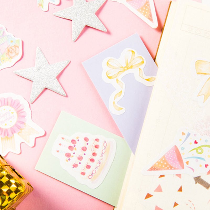 46Pcs/Pack Sweet Pink Mini Sticker Diy Scrapbook - giftsforintroverts.com