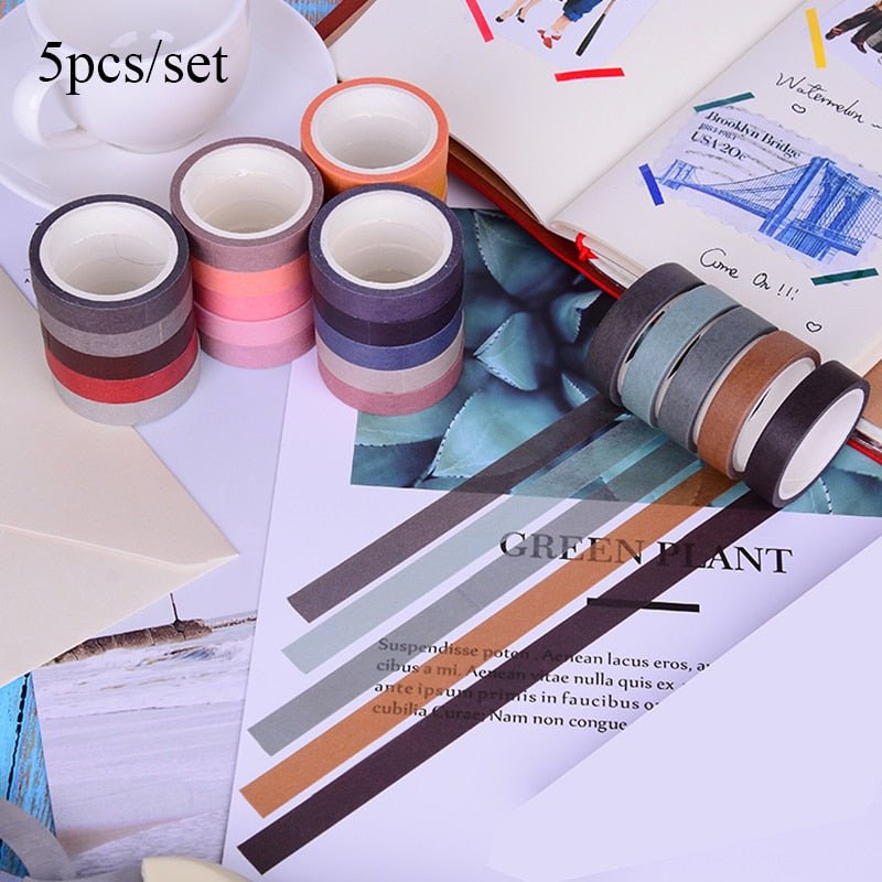 5Pcs/Set Paper Adhesive Tape Decorative Scrapbook - giftsforintroverts.com