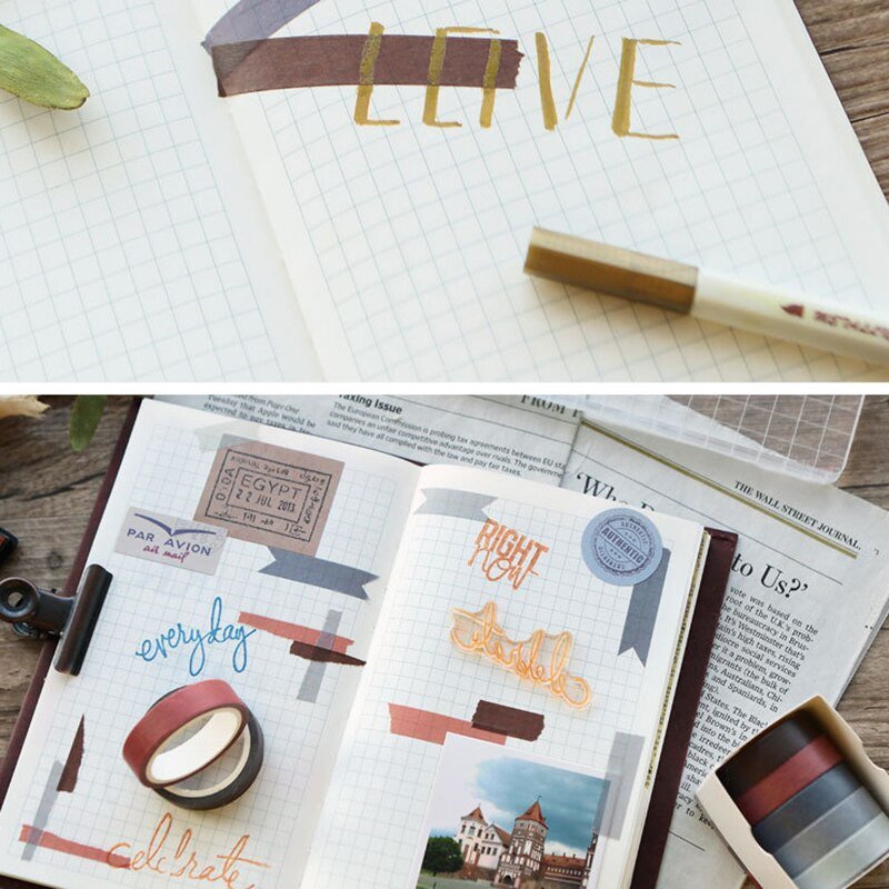 5Pcs/Set Paper Adhesive Tape Decorative Scrapbook - giftsforintroverts.com