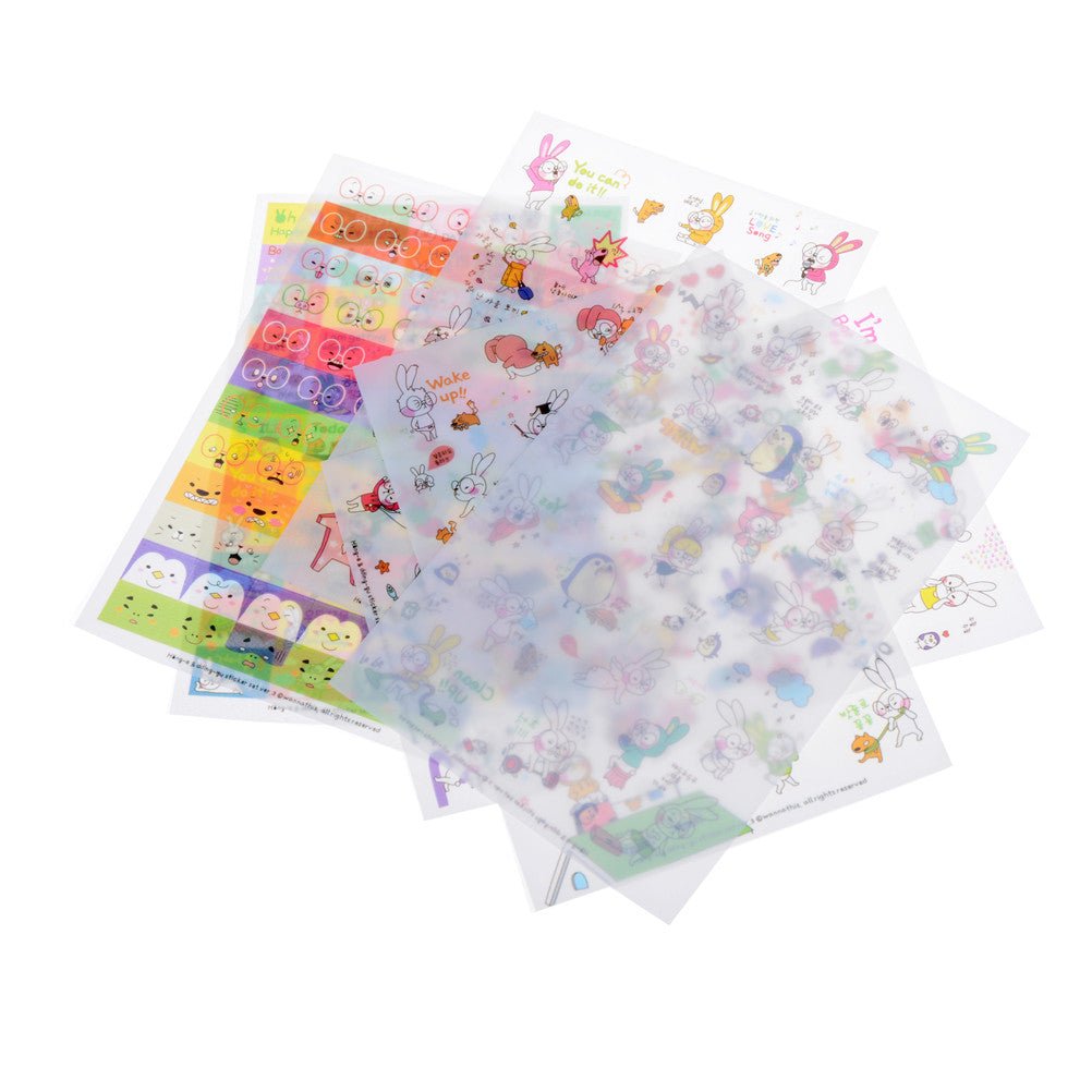 6 Sheets Rabbit Book Sticker For Diary Scrapbook - giftsforintroverts.com