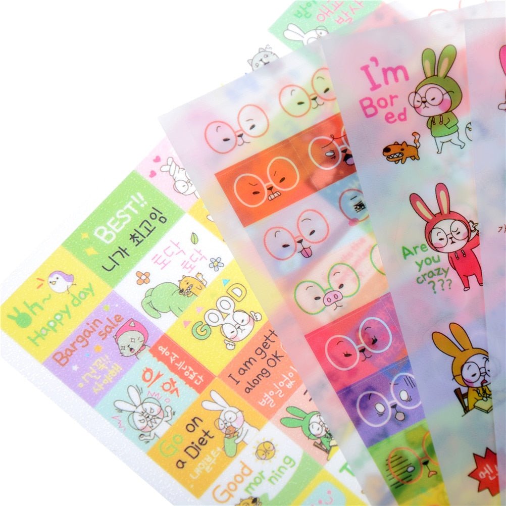 6 Sheets Rabbit Book Sticker For Diary Scrapbook - giftsforintroverts.com