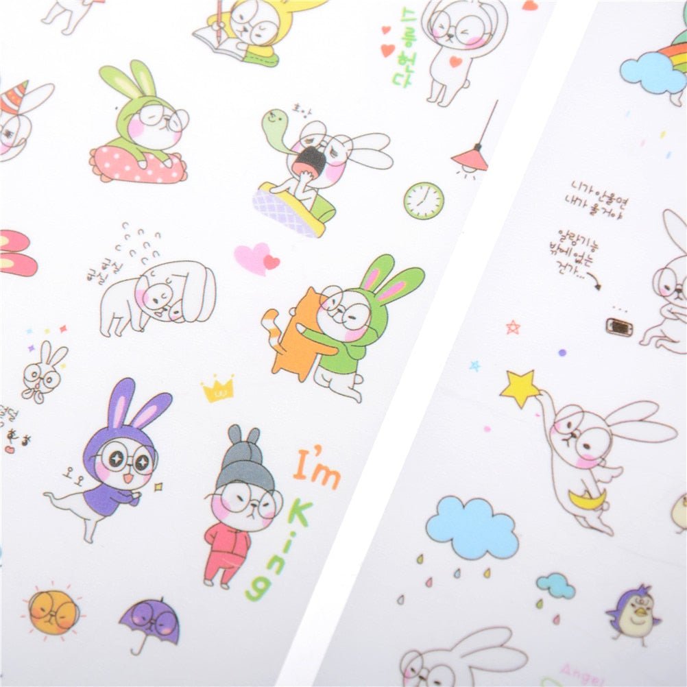 6 Sheets Rabbit Book Sticker For Diary Scrapbook - giftsforintroverts.com