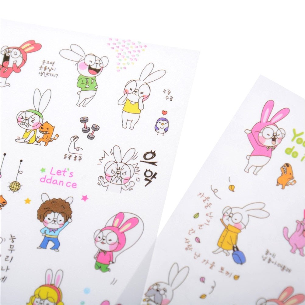 6 Sheets Rabbit Book Sticker For Diary Scrapbook - giftsforintroverts.com
