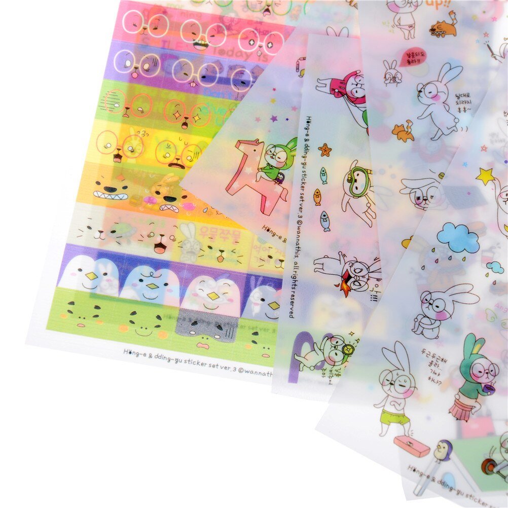 6 Sheets Rabbit Book Sticker For Diary Scrapbook - giftsforintroverts.com