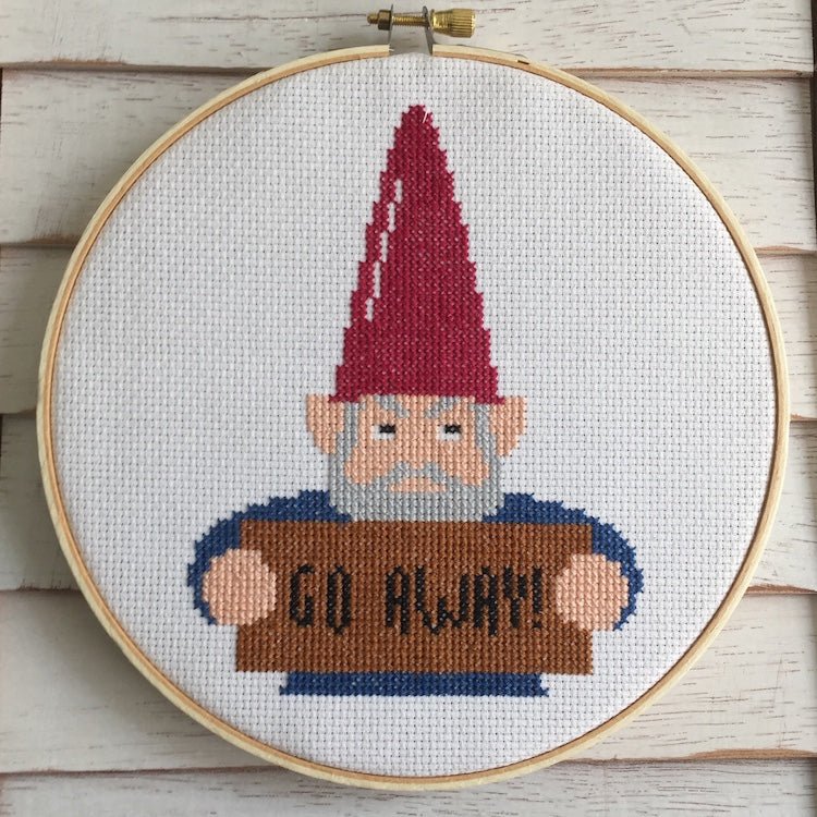 Angry Gnome Counted Cross Stitch DIY KIT Intermediate - giftsforintroverts.com