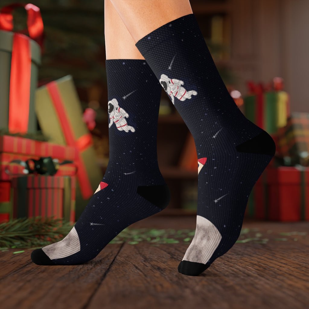 Astronaut and Space Funny Novelty Socks - giftsforintroverts.com
