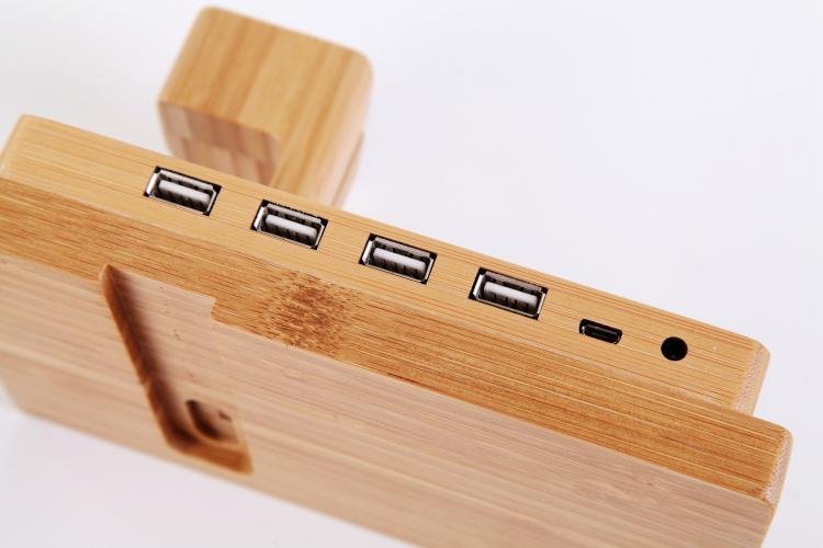 Bamboo Docking Station With 4 USB Port - giftsforintroverts.com