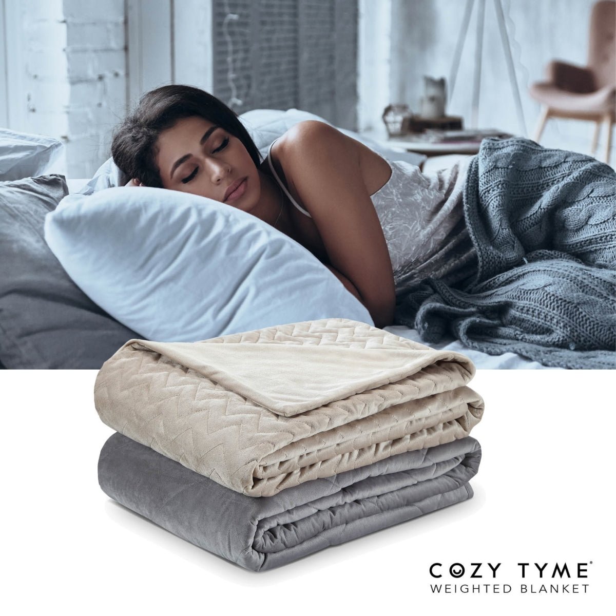 Cozy Tyme 48 x 72 in. Iniko Weighted Blanket, Taup - giftsforintroverts.com