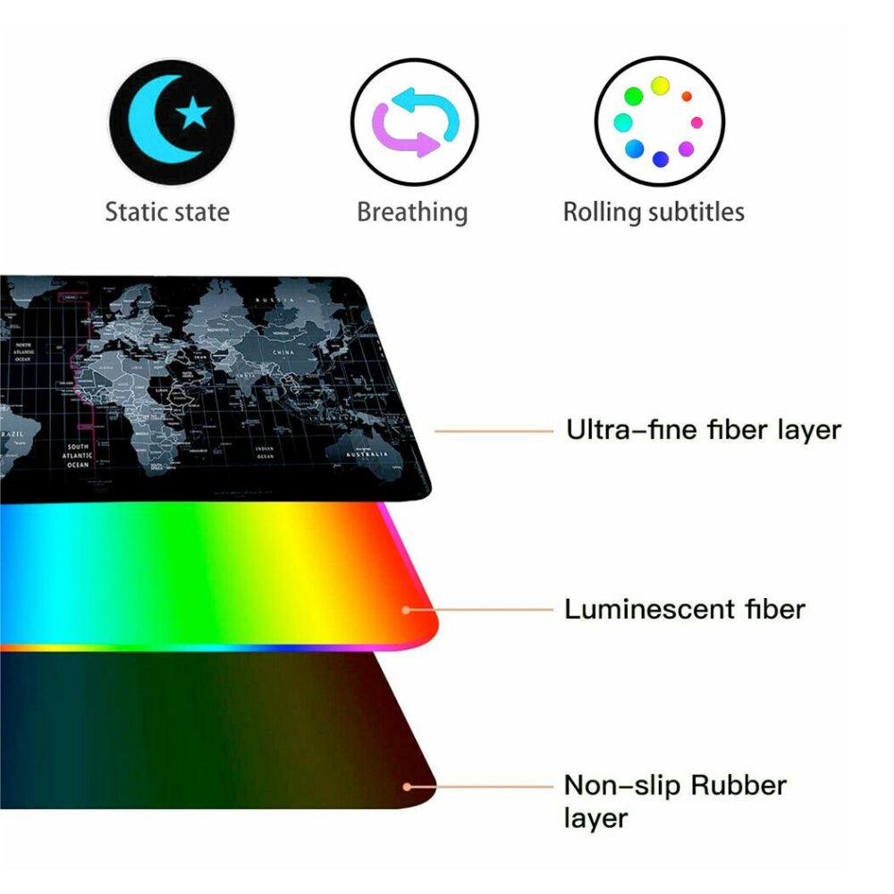 Dragon RGB Gaming Mouse Pad World Map - giftsforintroverts.com