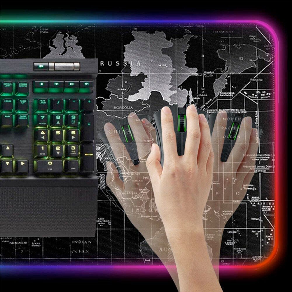 Dragon RGB Gaming Mouse Pad World Map - giftsforintroverts.com