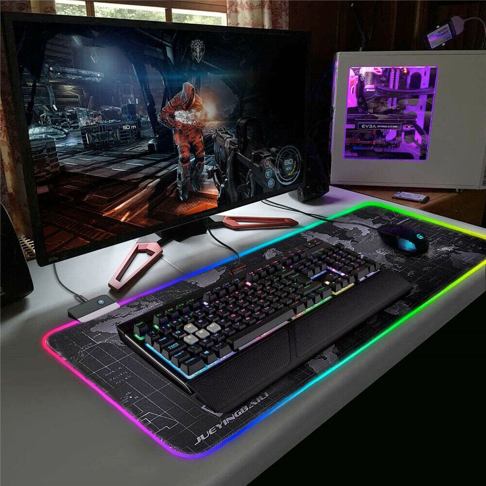 Dragon RGB Gaming Mouse Pad World Map - giftsforintroverts.com