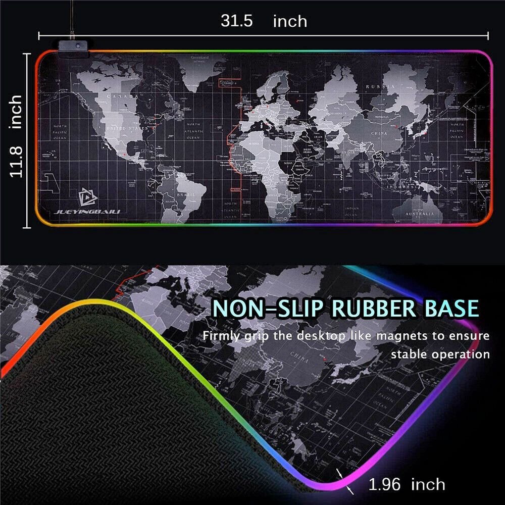 Dragon RGB Gaming Mouse Pad World Map - giftsforintroverts.com