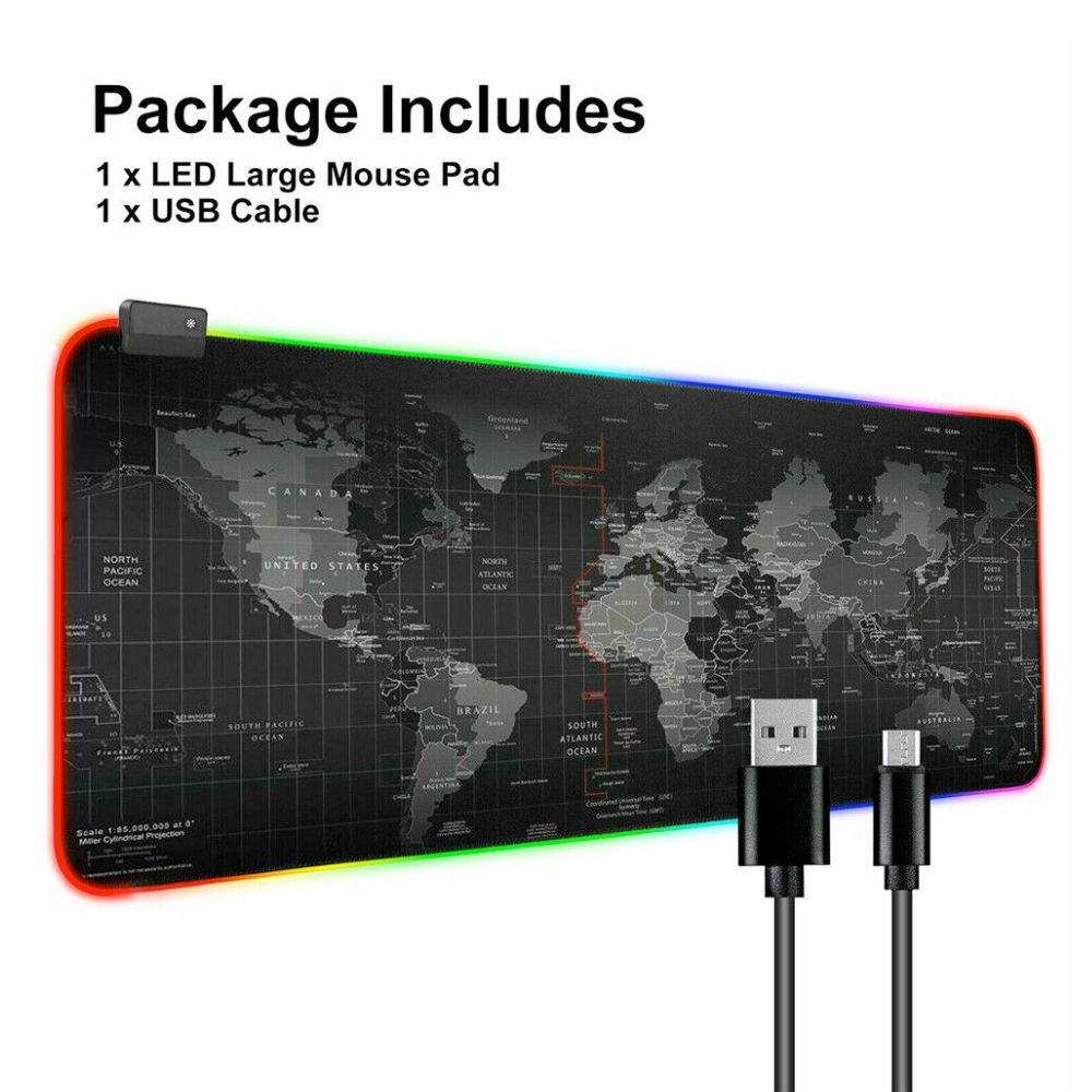 Dragon RGB Gaming Mouse Pad World Map - giftsforintroverts.com