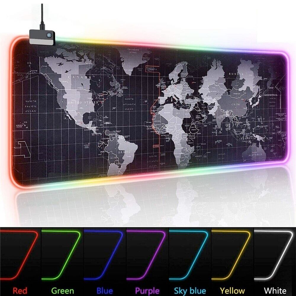 Dragon RGB Gaming Mouse Pad World Map - giftsforintroverts.com