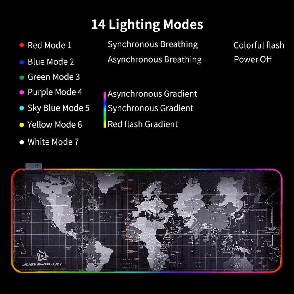 Dragon RGB Gaming Mouse Pad World Map - giftsforintroverts.com