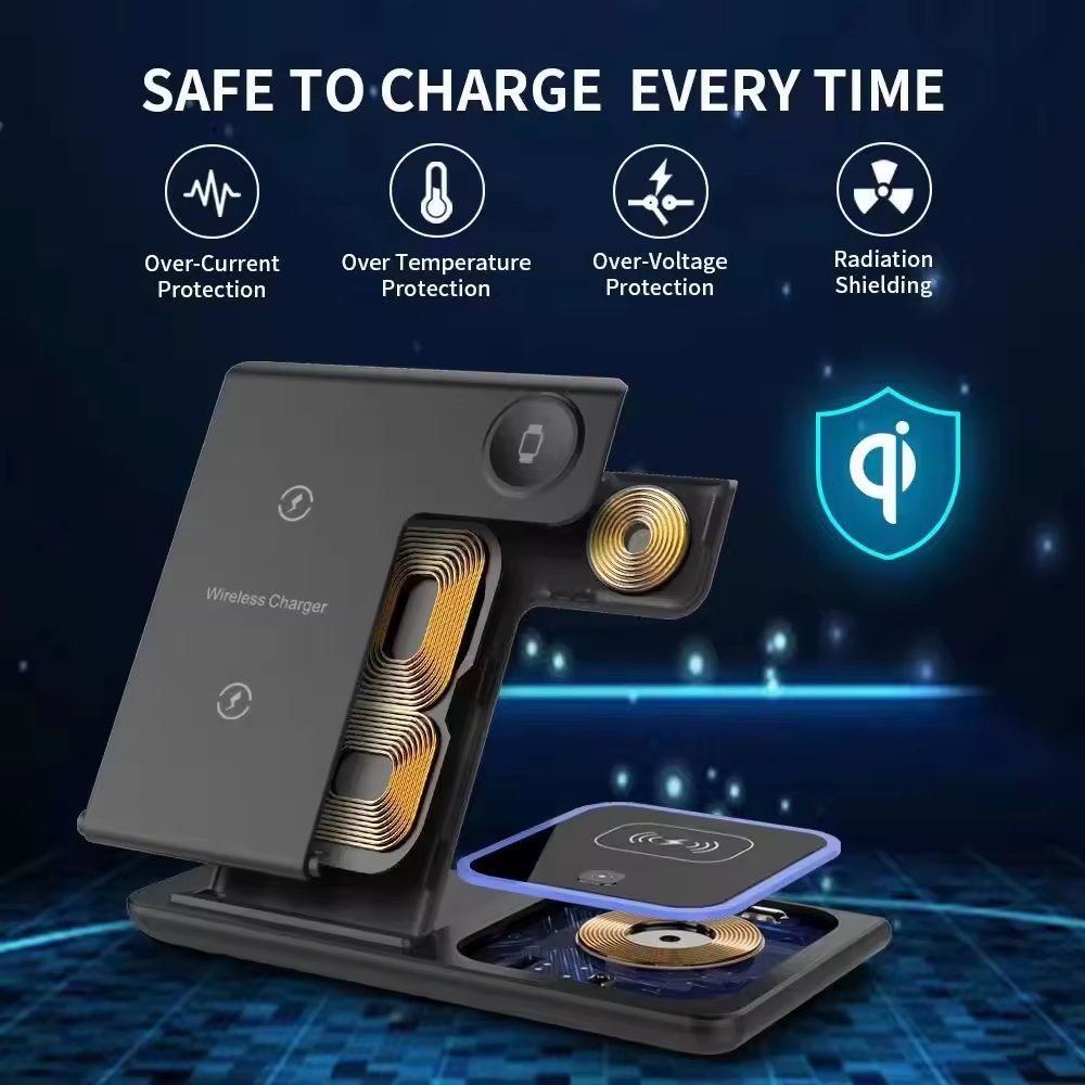 Foldable 3 In 1 Fast 15w QI Wireless Charging Station - giftsforintroverts.com