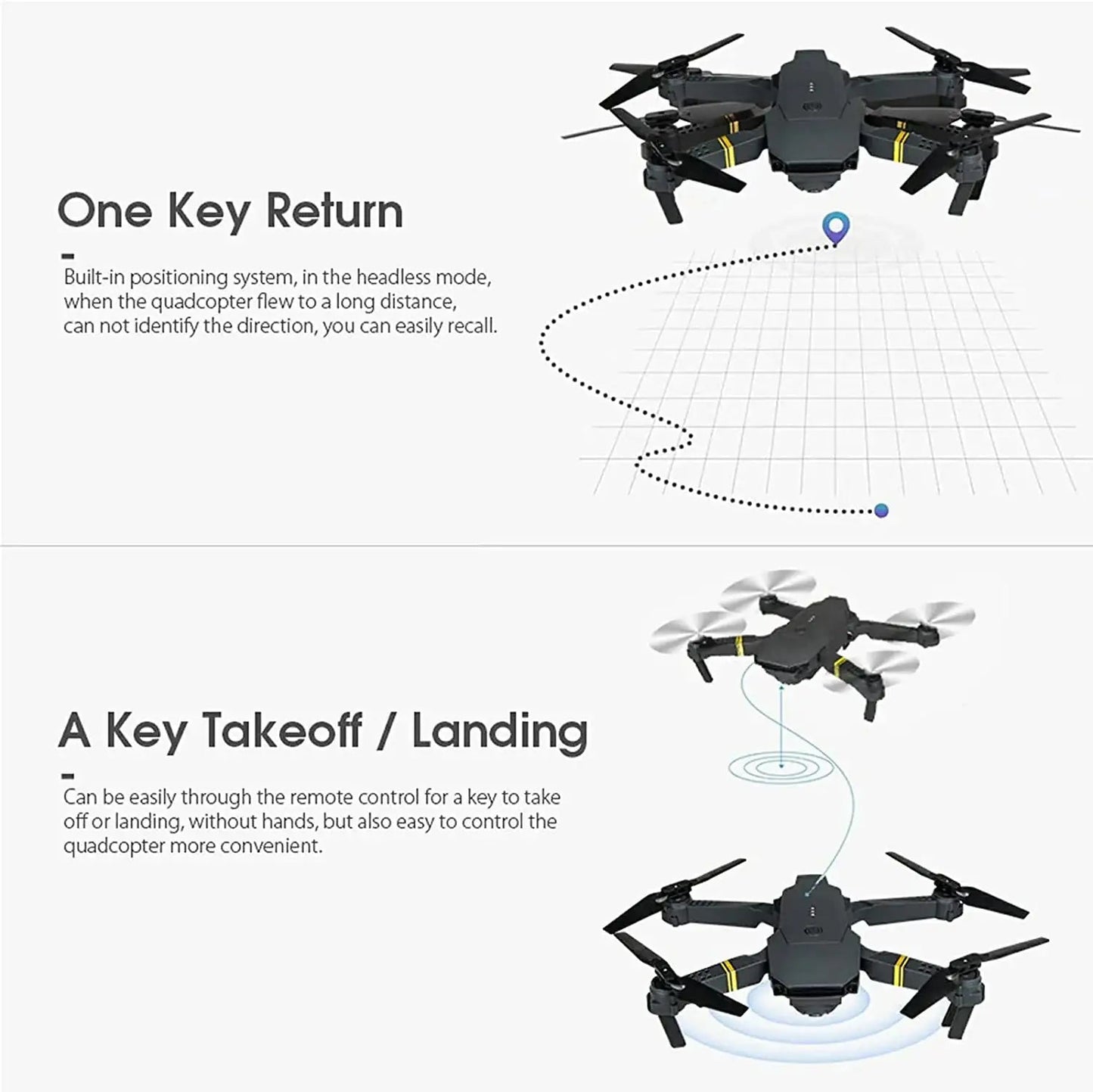 Foldable Quadcopter Drone 720P/1080P/4k HD RC - introvertgiftboxes.com