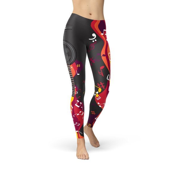 Guitar and Music Note Leggings - giftsforintroverts.com