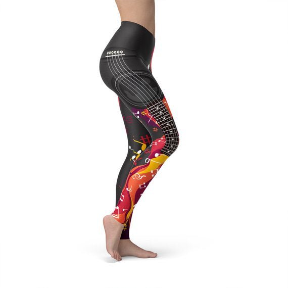 Guitar and Music Note Leggings - giftsforintroverts.com