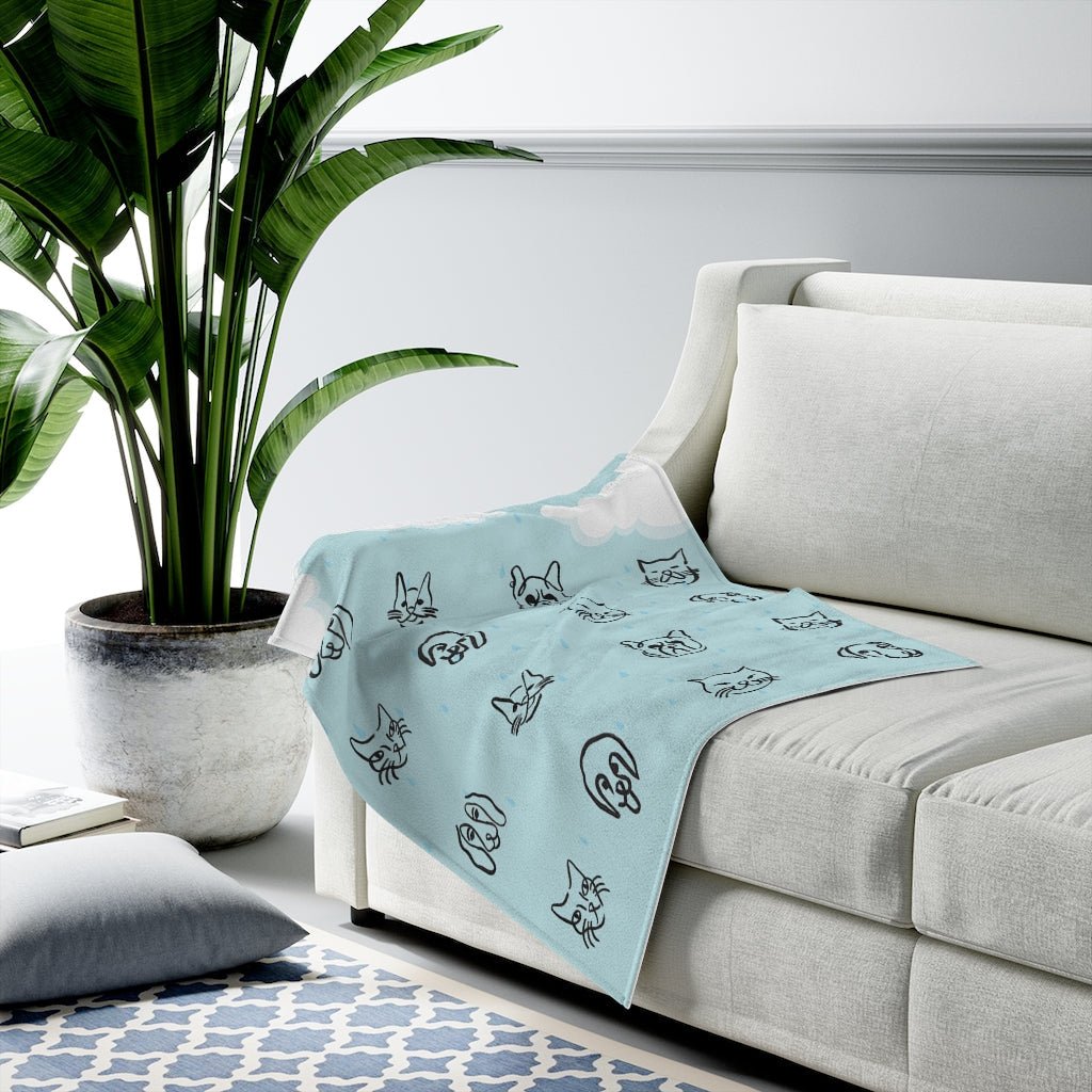 It's Raining Cats and Dogs Plush Blanket - giftsforintroverts.com