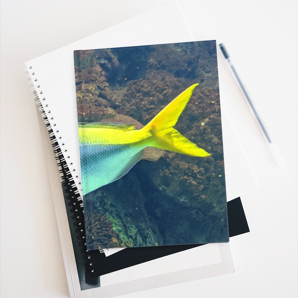 Light Blue and Yellow Fish Journal - Ruled Lines - giftsforintroverts.com