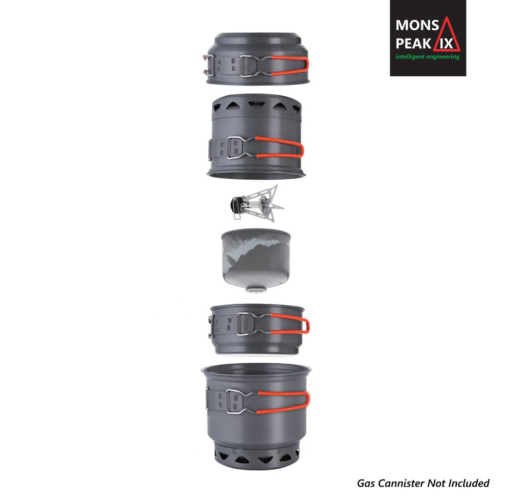 Mons Peak IX Trail 123 HE UL Cook Set with Stove - giftsforintroverts.com