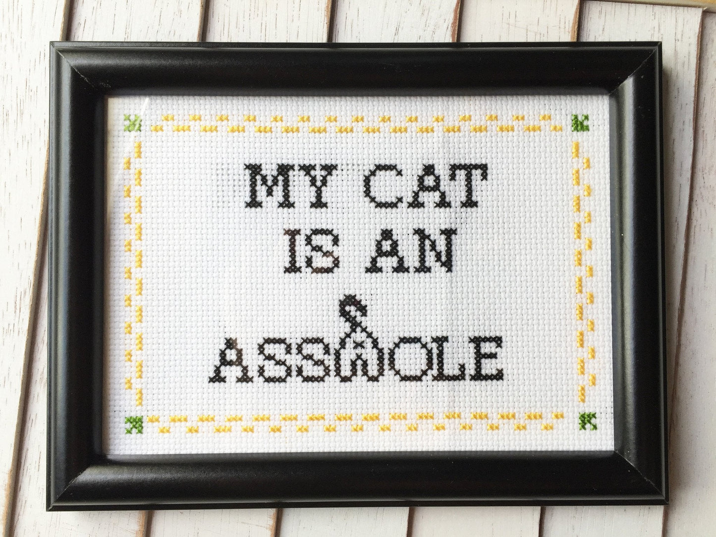 My Cat is an A**hole Counted Cross Stitch DIY KIT Intermediate - giftsforintroverts.com