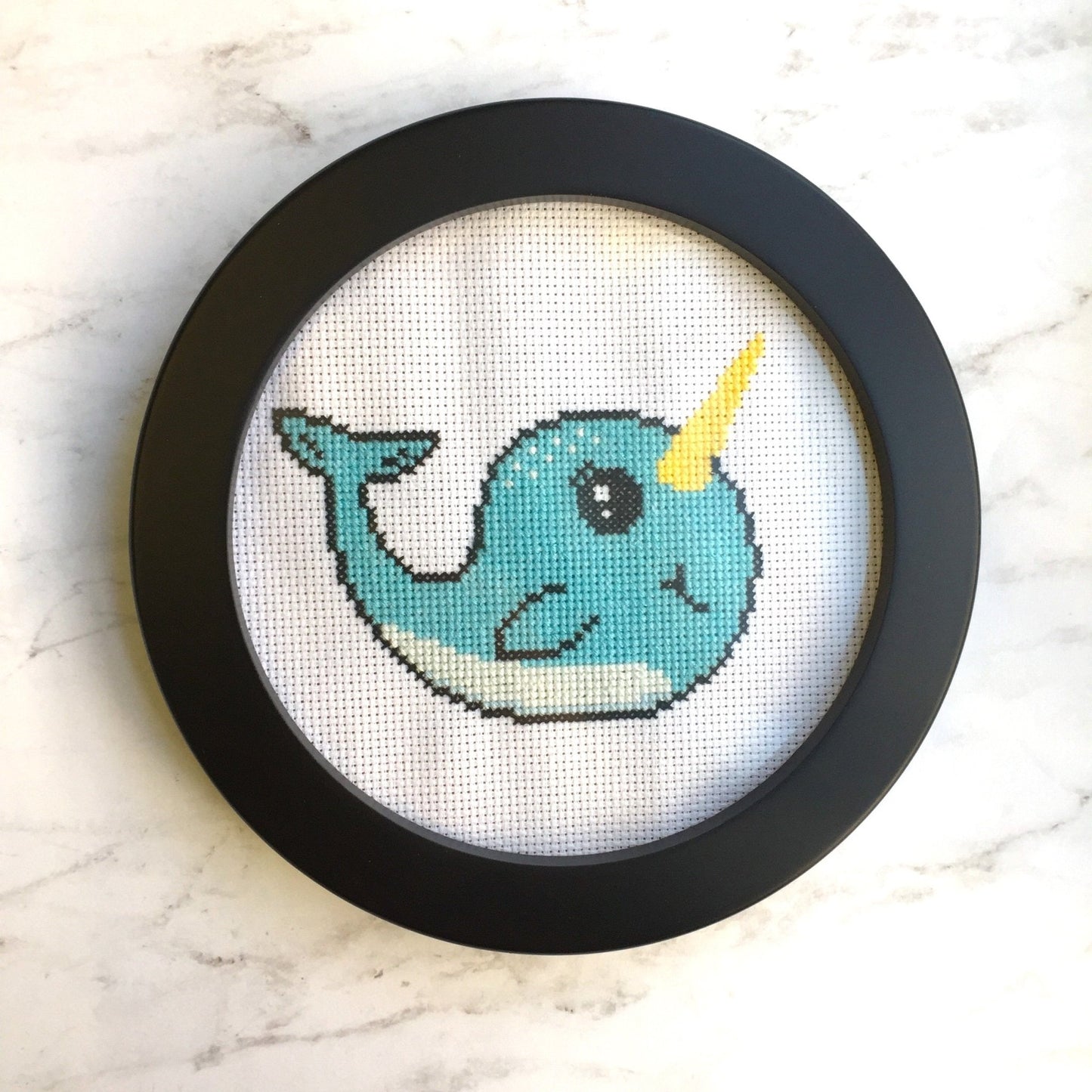 Narwhal Counted Cross Stitch DIY KIT Intermediate - giftsforintroverts.com