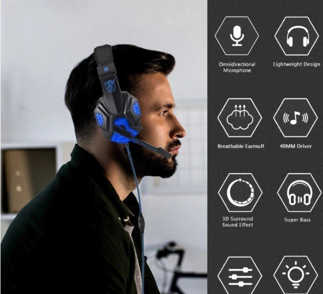 Ninja Dragon G9300 LED Gaming Headset with Microphone - giftsforintroverts.com