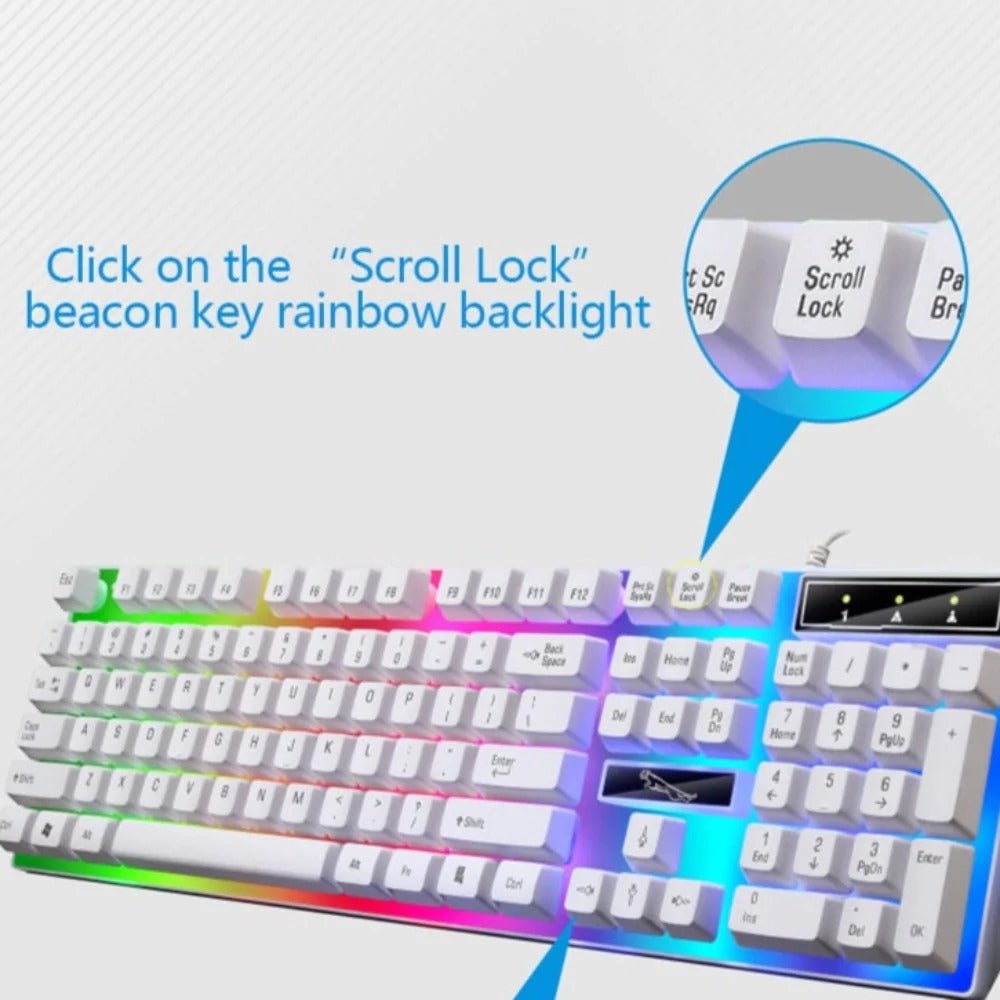 Ninja Dragons White Knight Gaming Keyboard and Mouse Set - giftsforintroverts.com