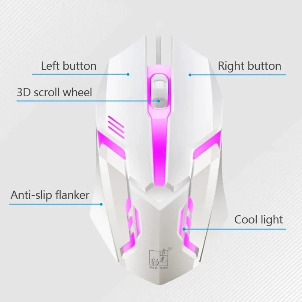 Ninja Dragons White Knight Gaming Keyboard and Mouse Set - giftsforintroverts.com