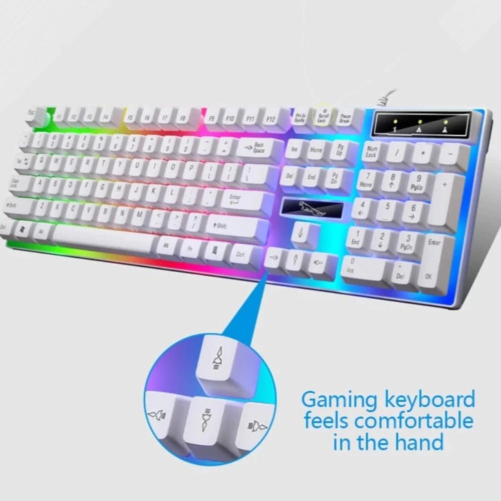 Ninja Dragons White Knight Gaming Keyboard and Mouse Set - giftsforintroverts.com