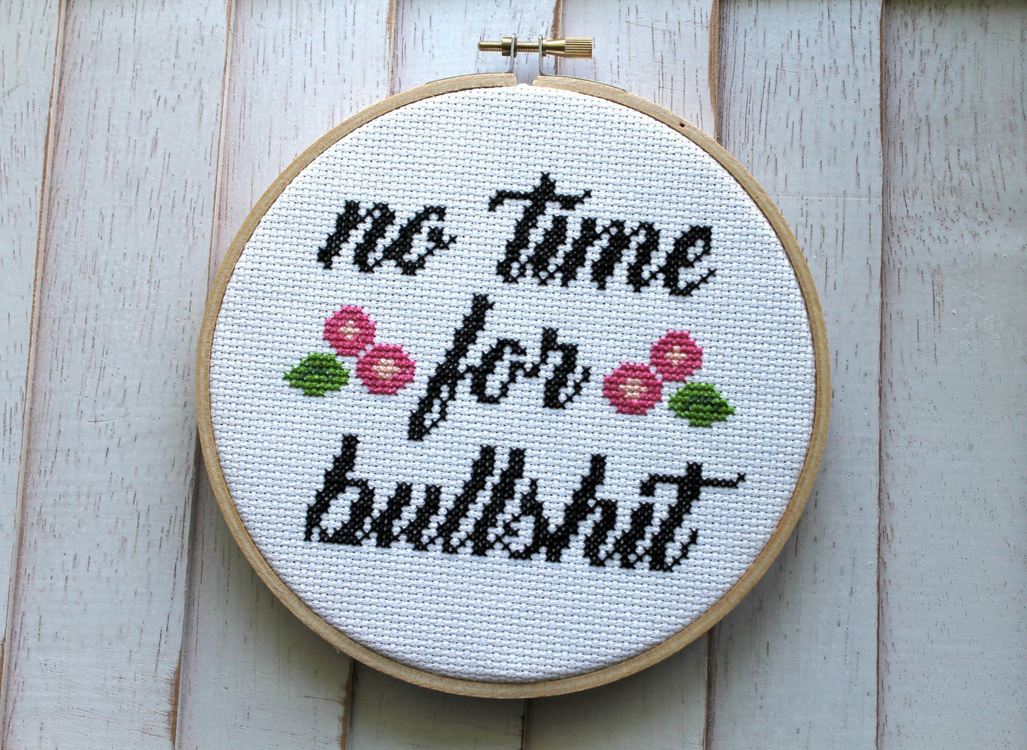 No Time For Bullsh*t Counted Cross Stitch DIY KIT Intermediate - giftsforintroverts.com