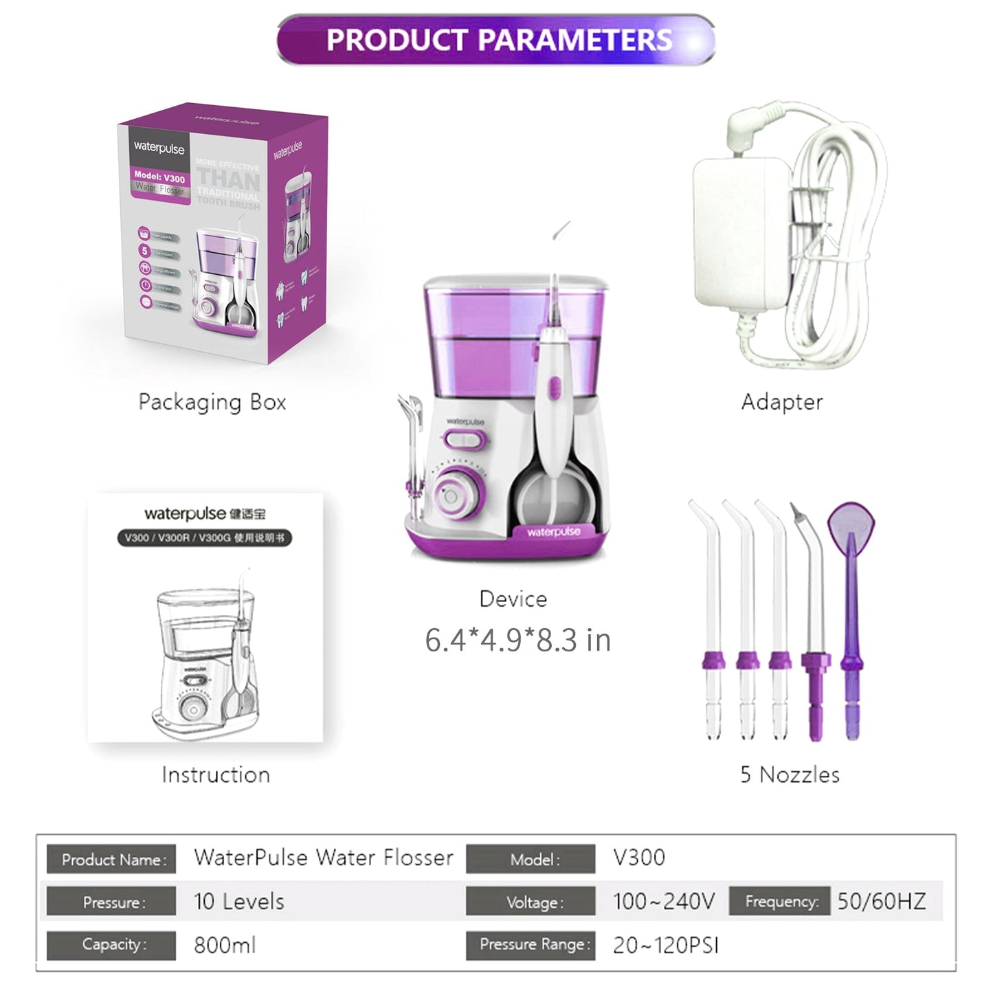 Oral Irrigator Teeth Water Flosser Waterproof 800ml Volume Reservoir - giftsforintroverts.com