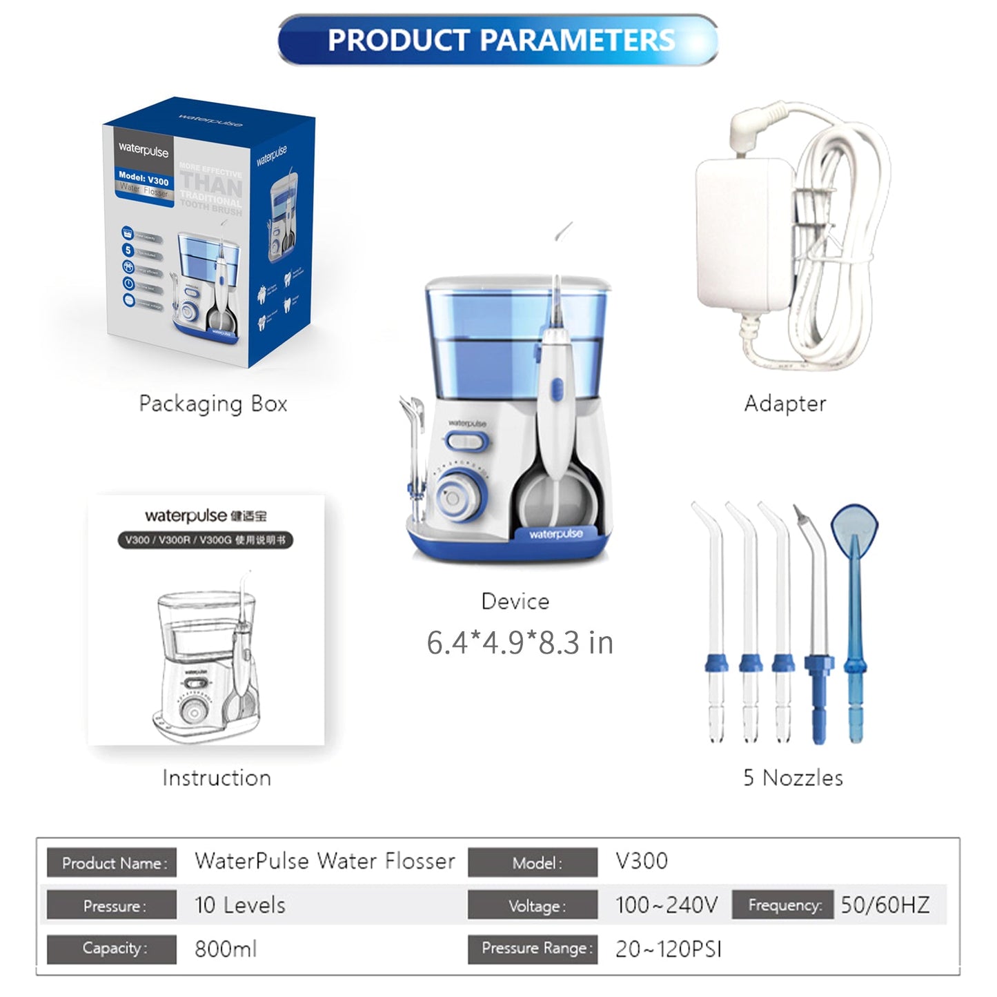 Oral Irrigator Teeth Water Flosser Waterproof 800ml Volume Reservoir - giftsforintroverts.com