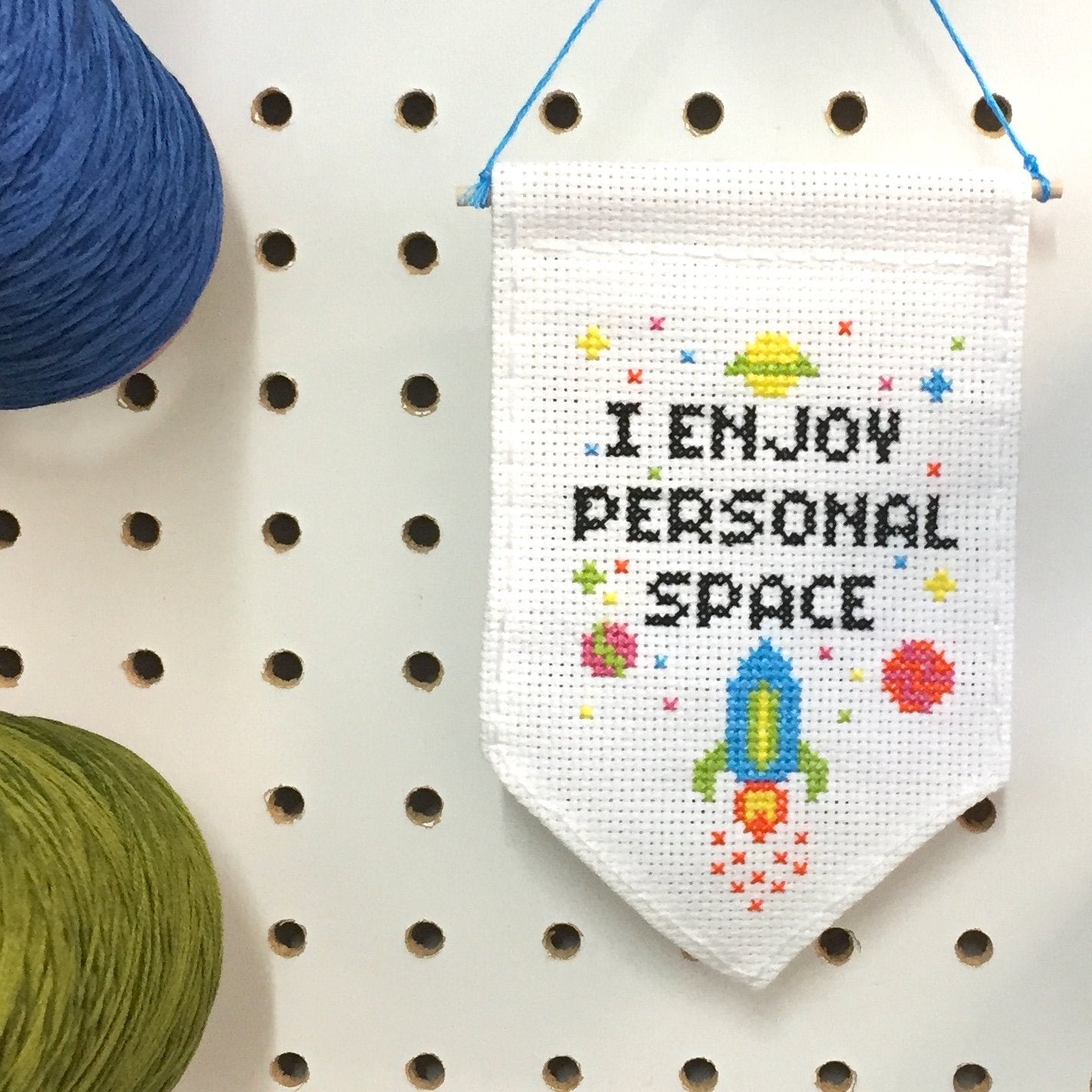 Personal Space Tiny Banner Counted Cross Stitch Kit - giftsforintroverts.com