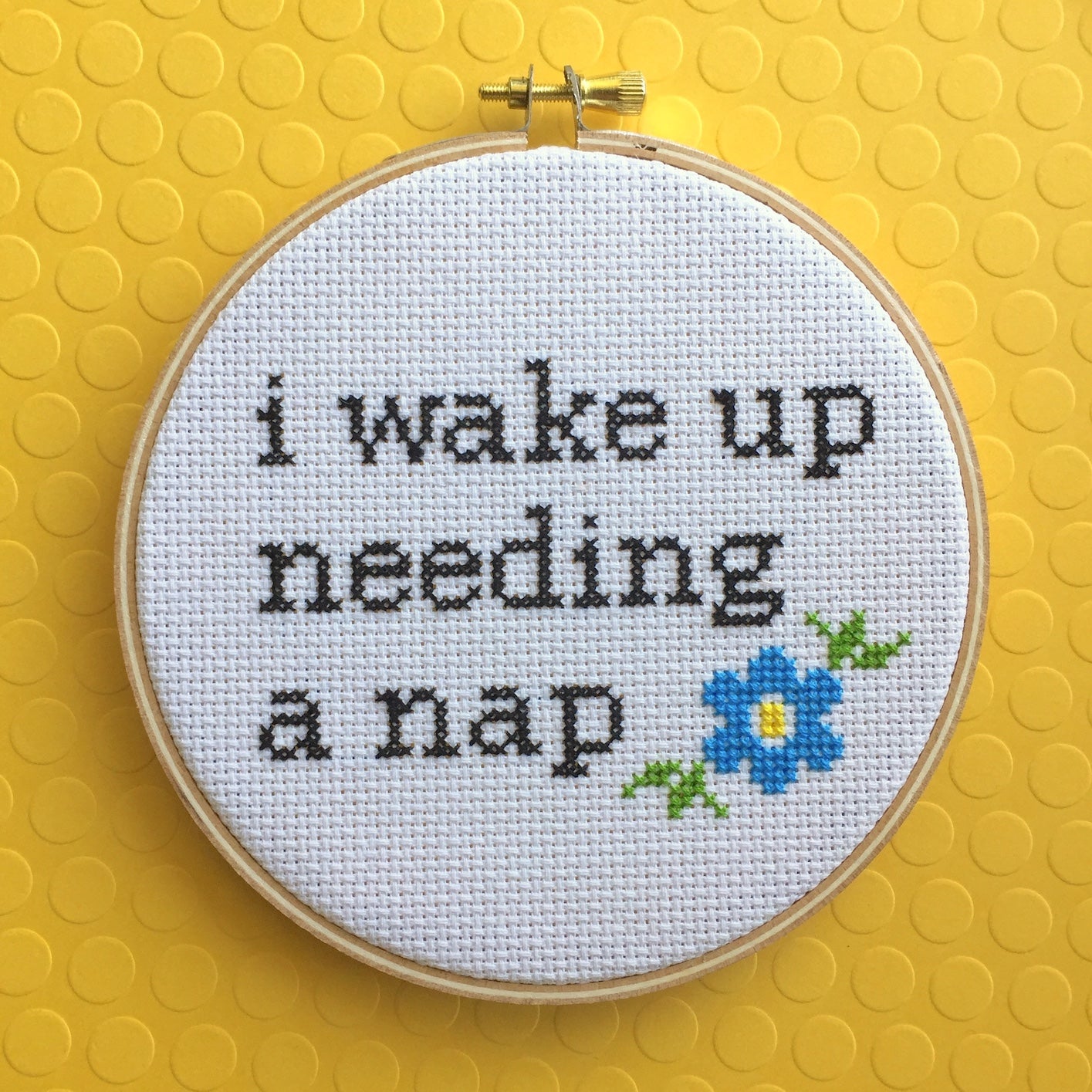 Wake Up Needing a Nap Counted Cross Stitch DIY KIT Intermediate - giftsforintroverts.com