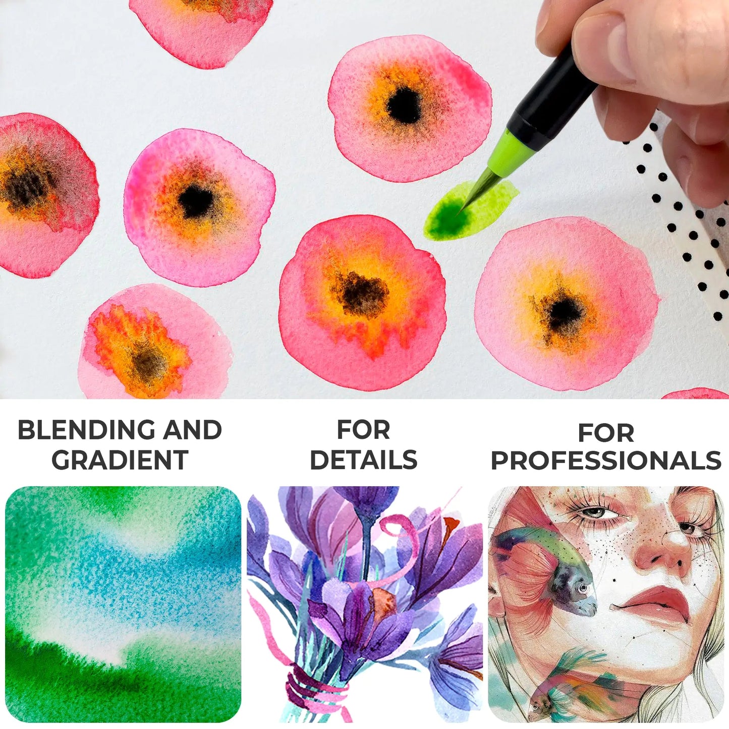 Watercolor Brush Pens Set of 25 Colors - Water Color Caligraphy & Painting Kit - introvertgiftboxes.com