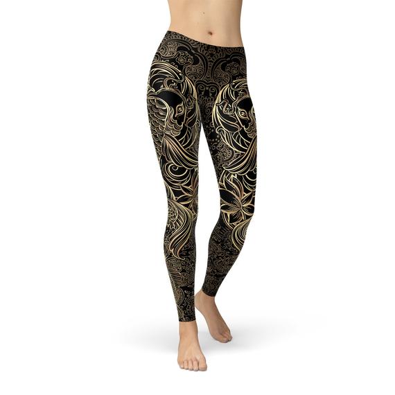 Womens Koi Fish Black Leggings - giftsforintroverts.com