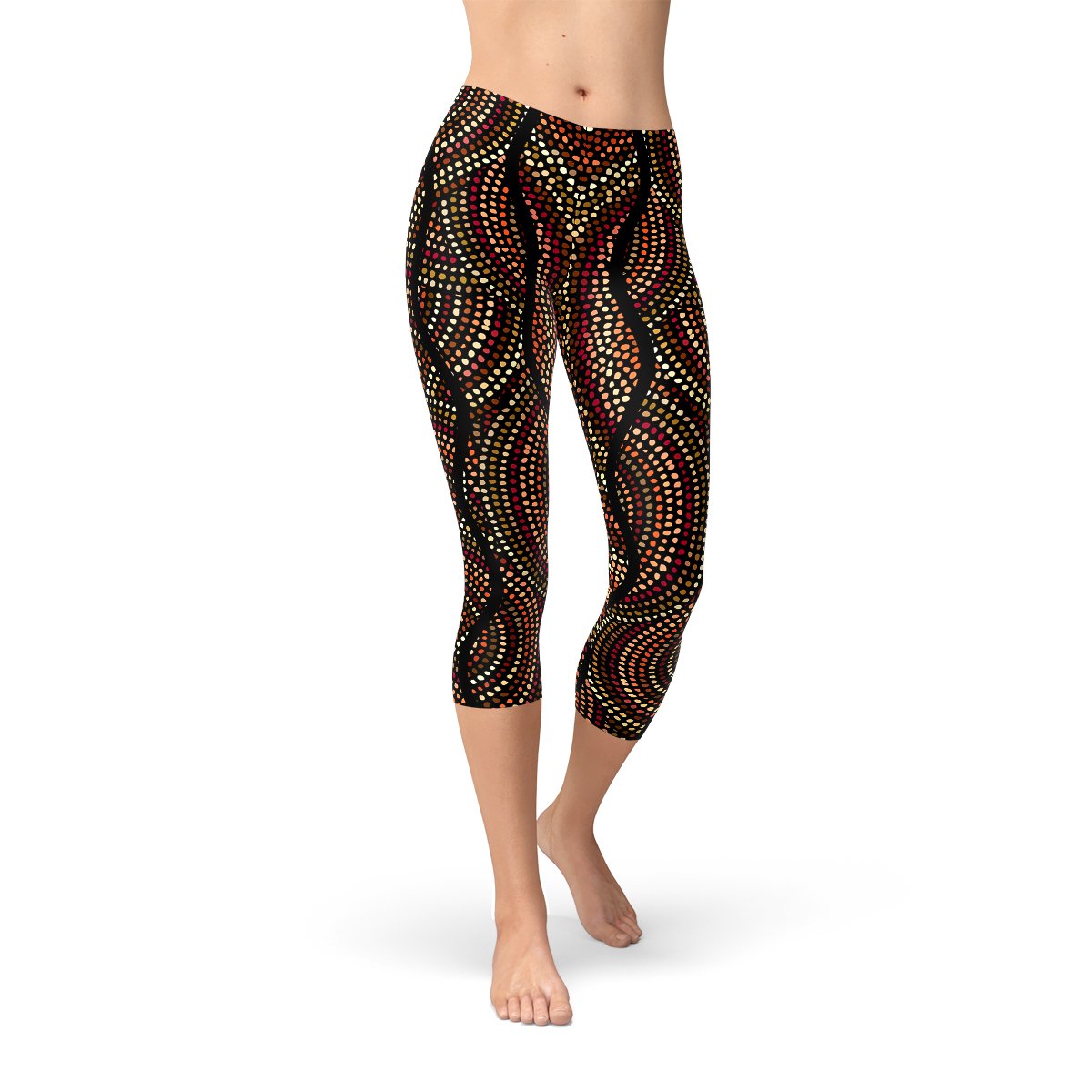 Womens Polka Dots Aboriginal Artwork Capri - giftsforintroverts.com