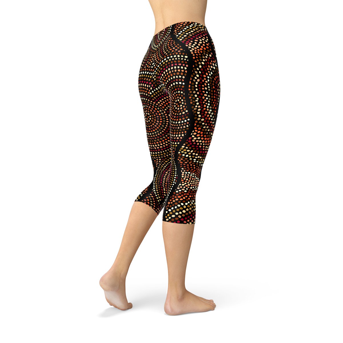 Womens Polka Dots Aboriginal Artwork Capri - giftsforintroverts.com