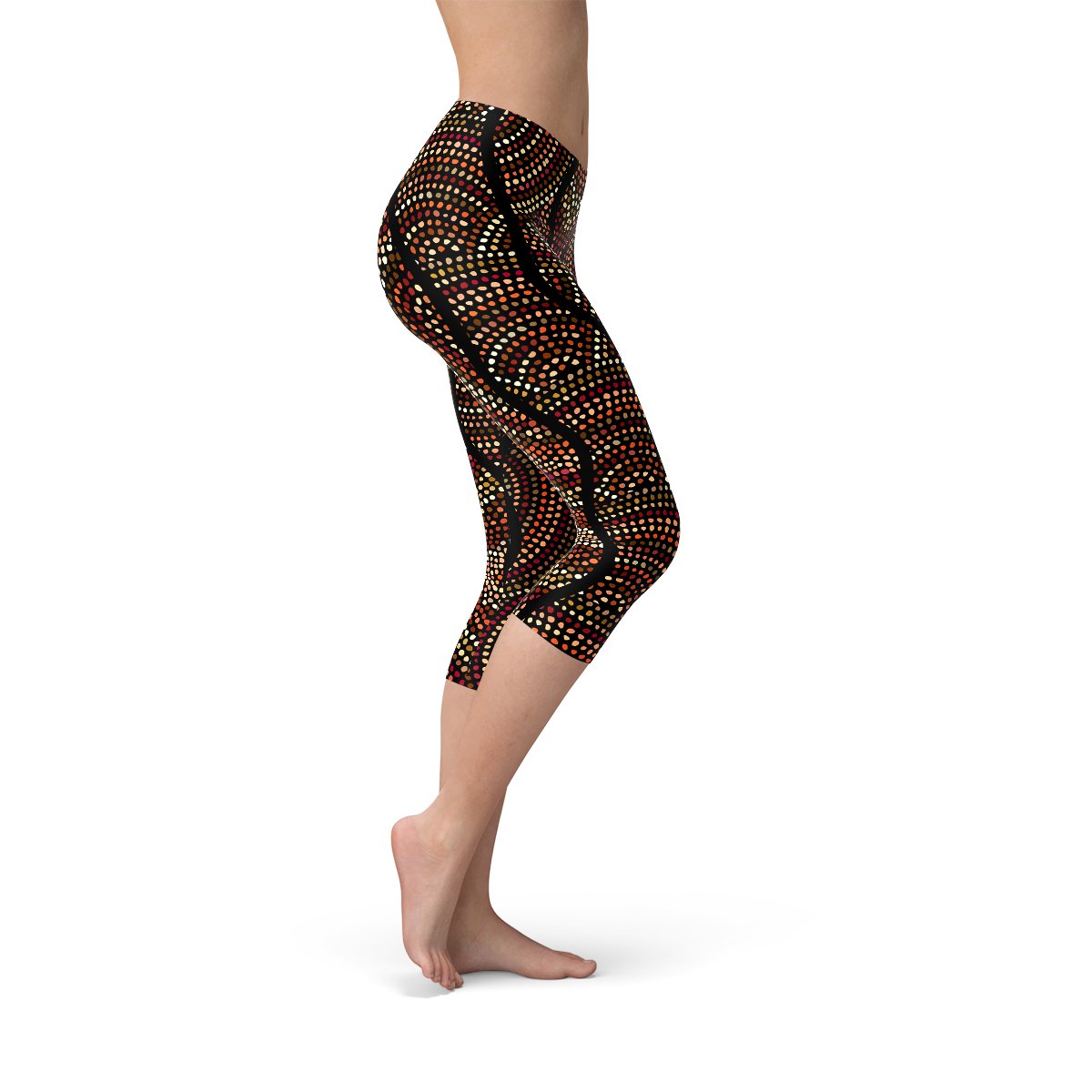 Womens Polka Dots Aboriginal Artwork Capri - giftsforintroverts.com