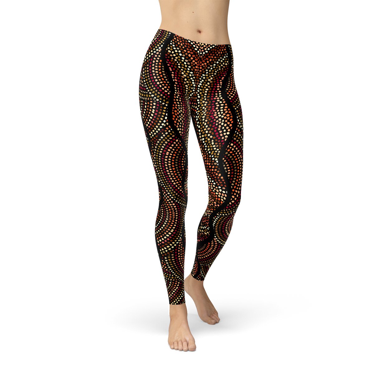 Womens Polka Dots Aboriginal Artwork Leggings - giftsforintroverts.com