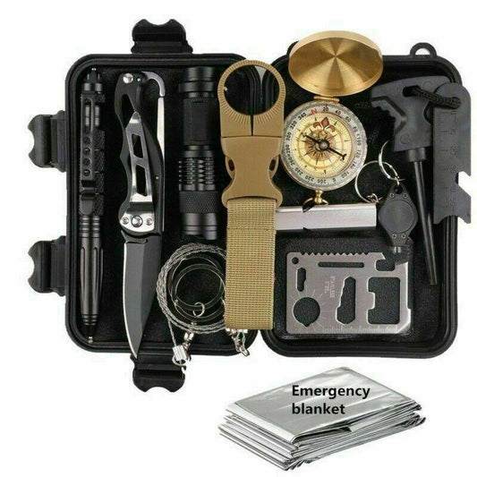 14 in 1 Outdoor Emergency Survival And Safety Gear Kit Camping - giftsforintroverts.com