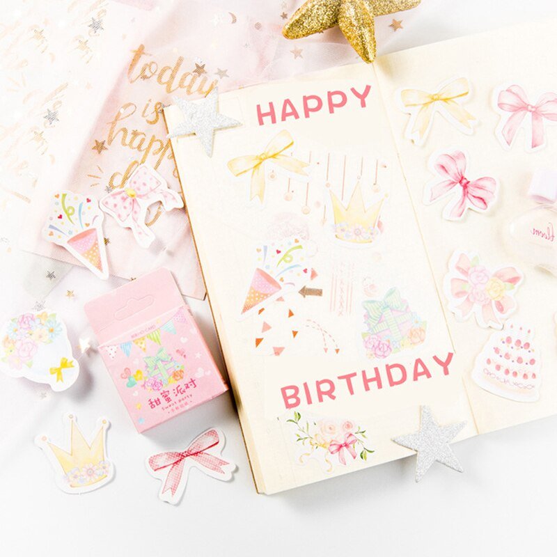46Pcs/Pack Sweet Pink Mini Sticker Diy Scrapbook - giftsforintroverts.com