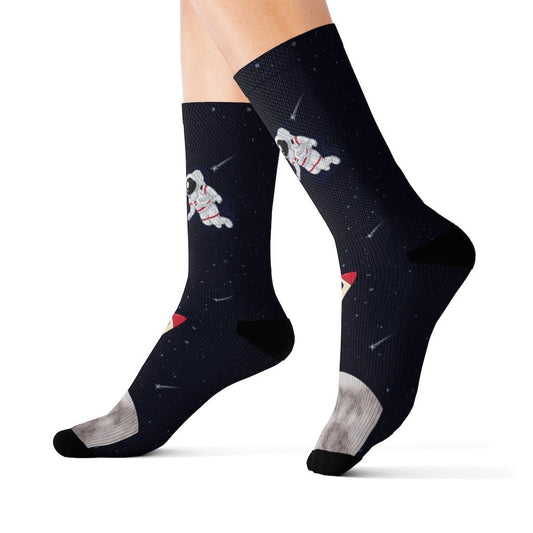 Astronaut and Space Funny Novelty Socks - giftsforintroverts.com