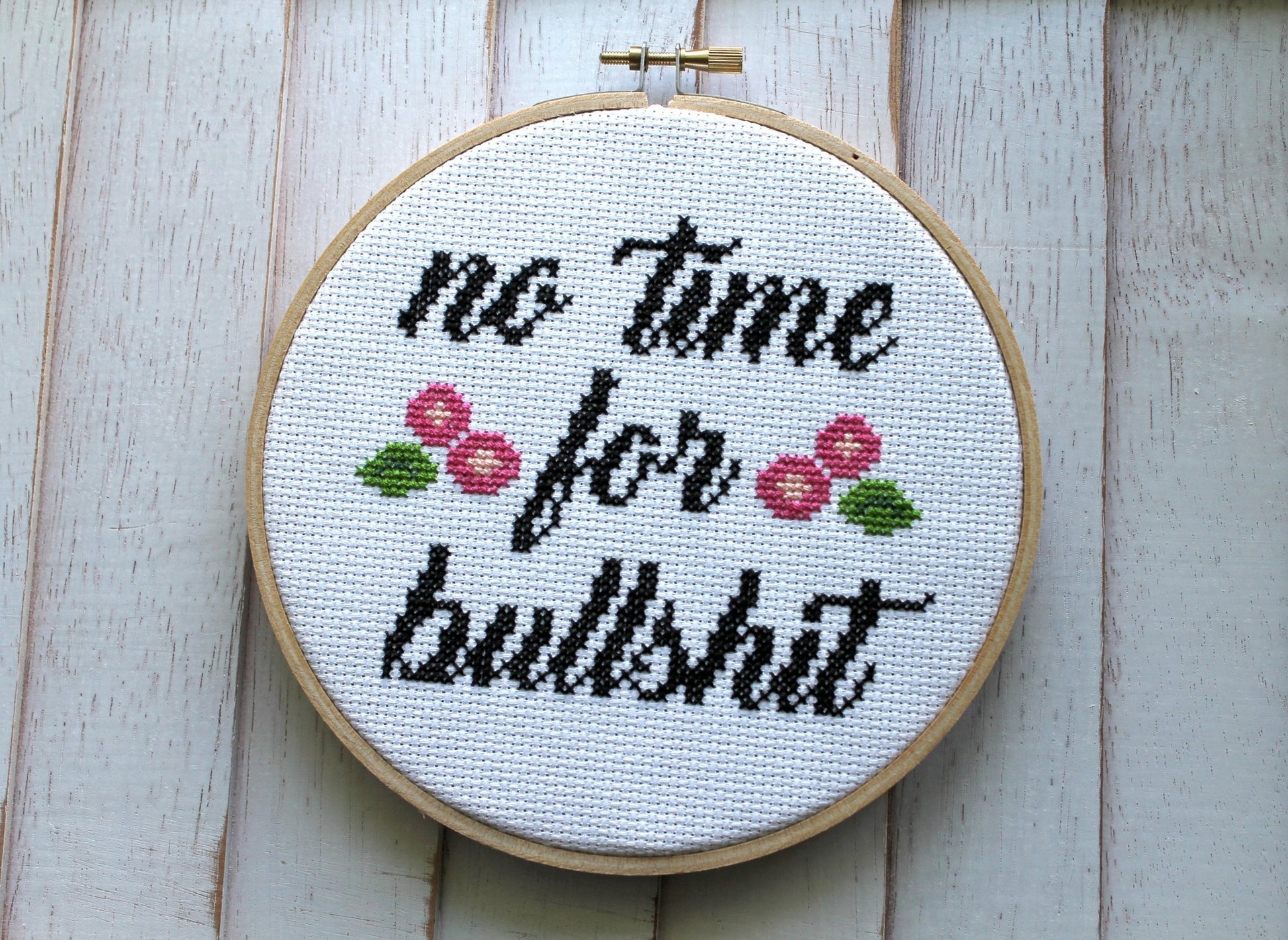 No Time For Bullsh*t Counted Cross Stitch DIY KIT Intermediate - giftsforintroverts.com
