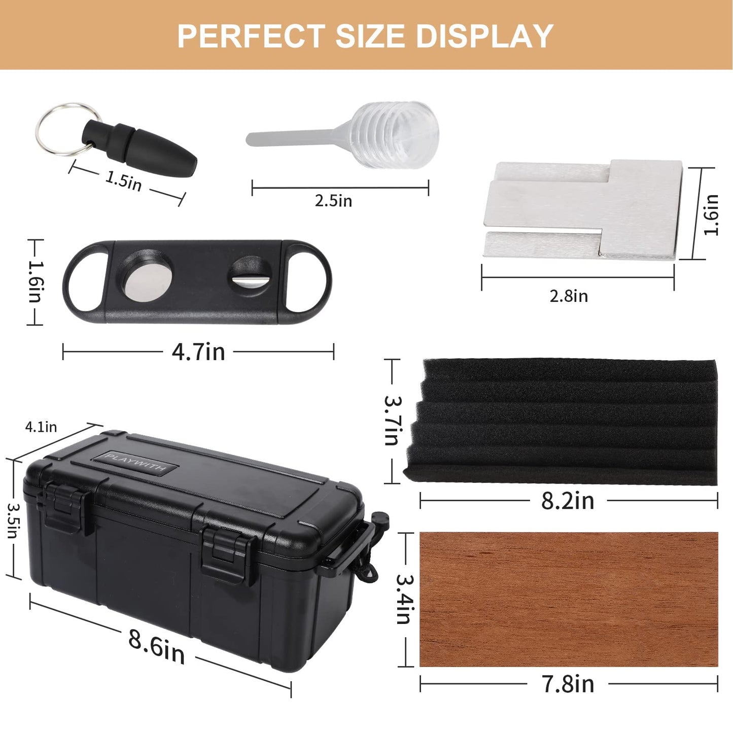 Travel Humidor Box With Cigar Accessories - Spanish Cedar, Humidifier, Cutter, Stand, Punch - Holds 4-5 Cigars
