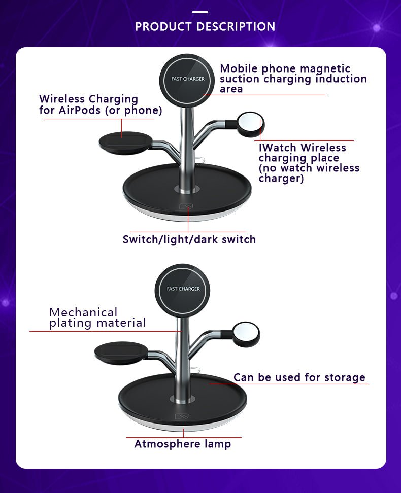 Universal Wireless Charging Stand for Iphone Apple Watch Airpods - giftsforintroverts.com